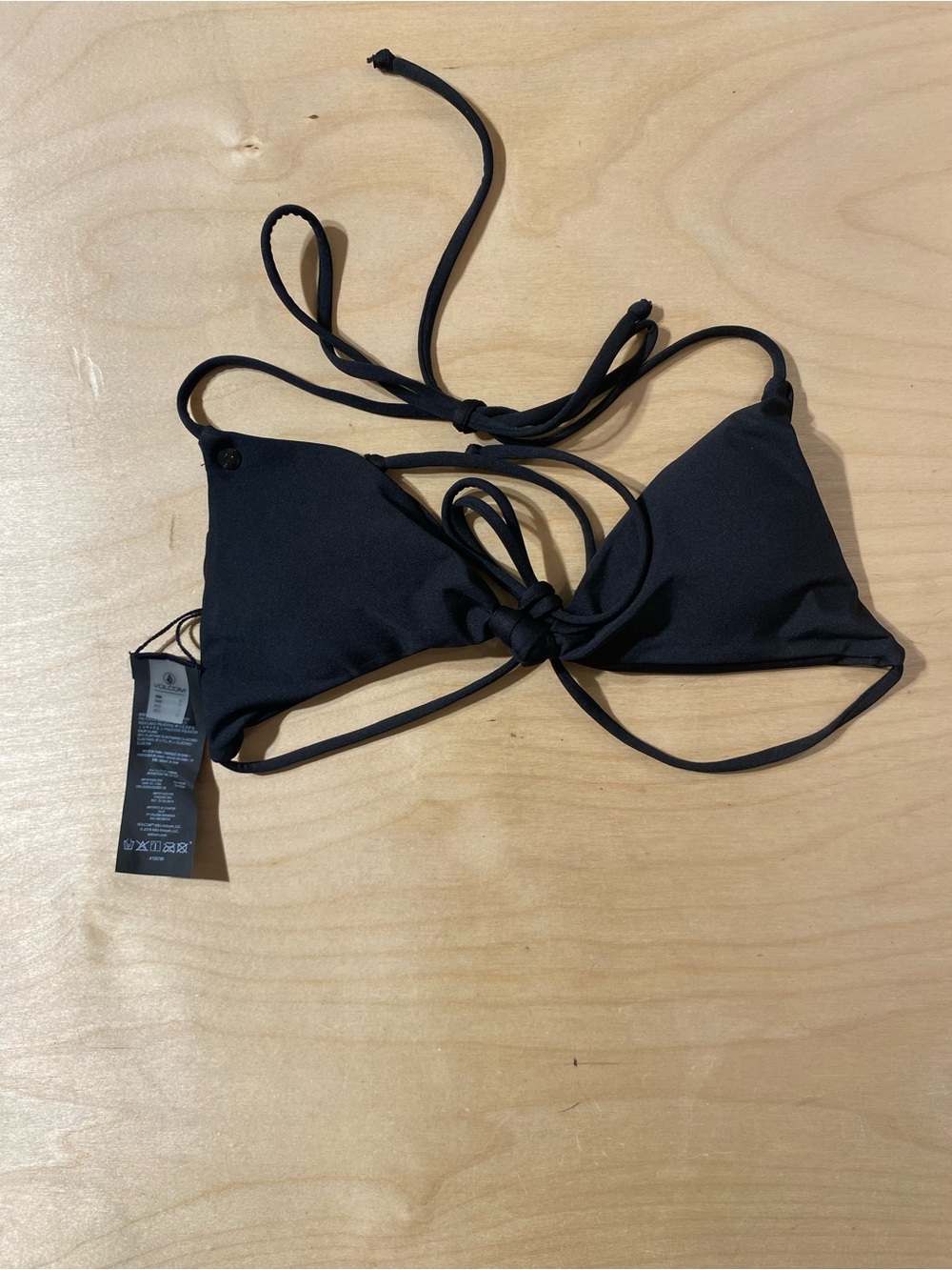 Volcom Black Triangle Tie-Back Bikini Top Small (RG)